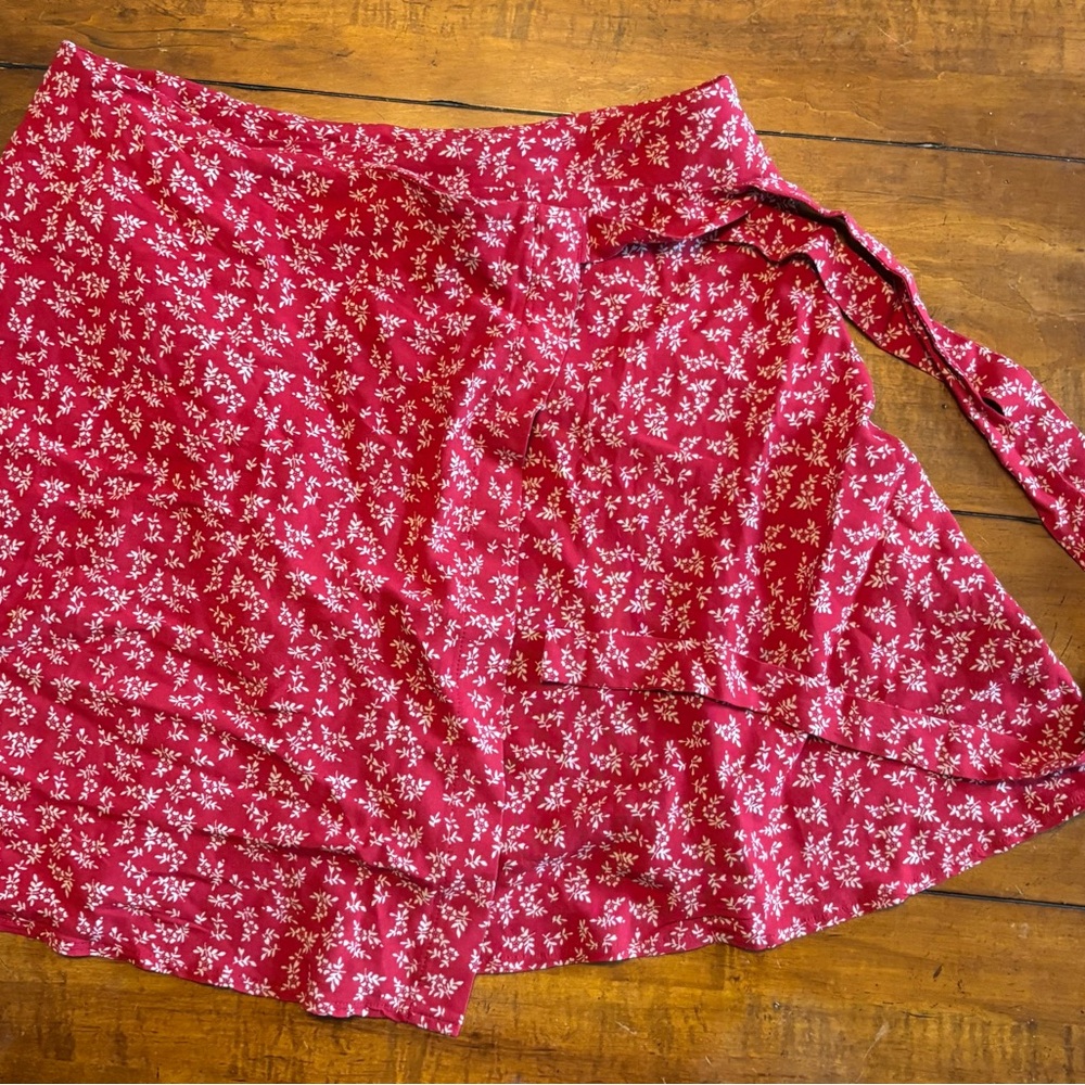 Brandy Melville Red Wrap Mini Skirt NWT